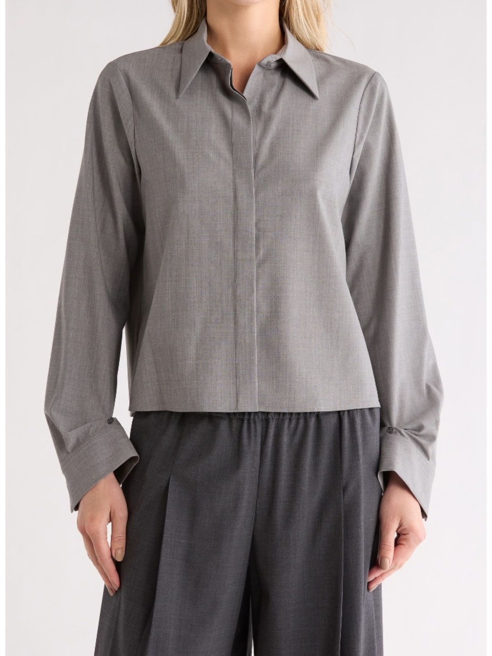 TWP Trish Wescoat Pound Gray Collared Shirt Size XL Made in USA